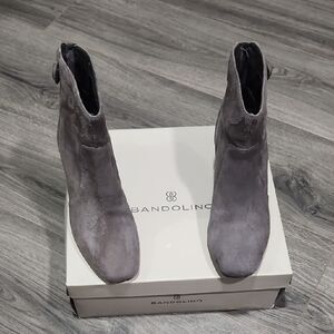 Bandalino Dk Grey Suede Snap Button Fauna Booties